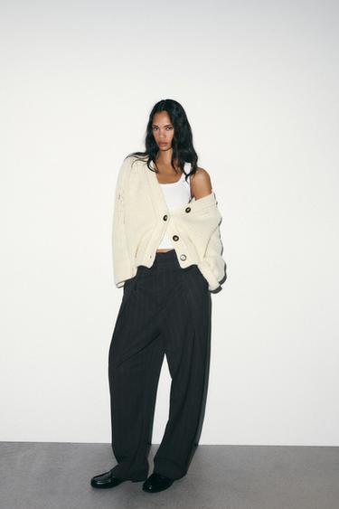 Zara Брюки BALLOON в полоску с защипами купить с доставкой.