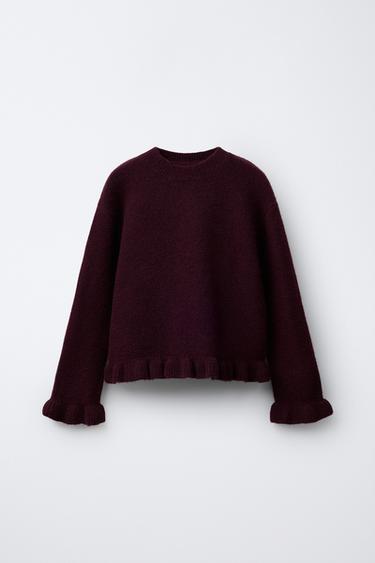 Zara Вязаный джемпер с воланами купить с доставкой.