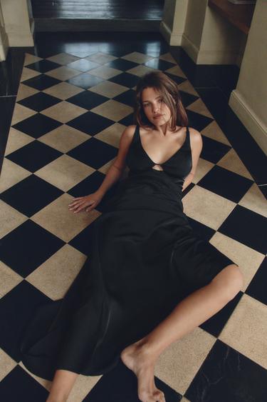 Zara Атласное платье на бретелях