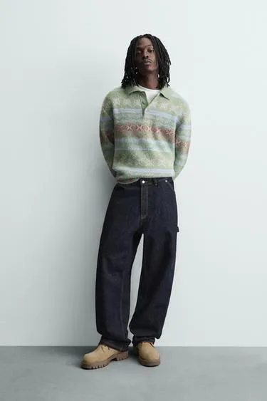 Поло из геометрического жаккарда с текстурой- Заказать в России