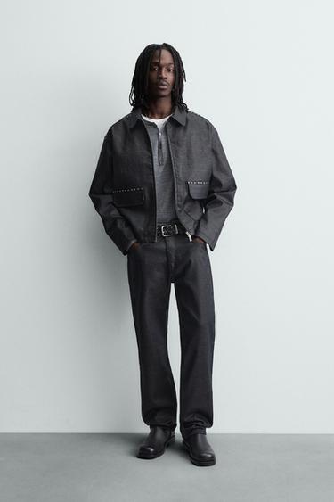 Zara Джинсы прямого кроя с вощеным покрытием