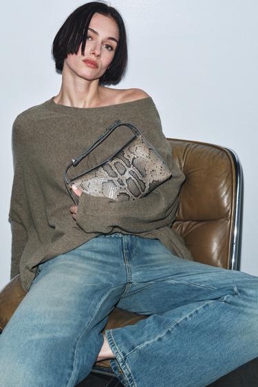 Zara Кожаная сумка с анималистическим принтом купить с доставкой.