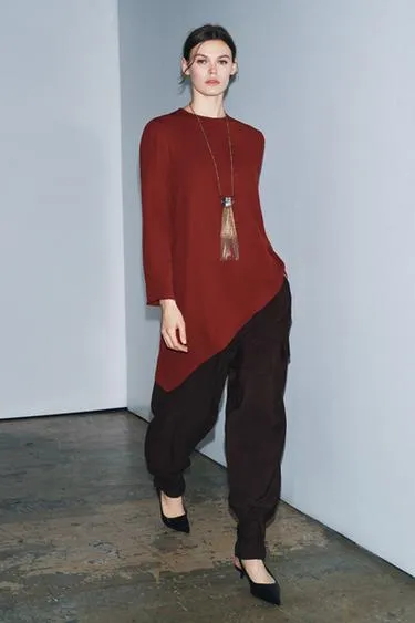 Асимметричный струящийся топ из коллекции ZW- Заказать в России