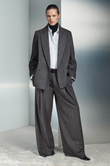 Zara Блейзер в тонкую полоску из смесовой шерсти — ZW COLLECTION