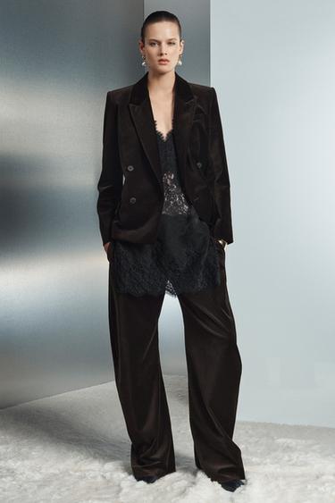 Zara Двубортный бархатный блейзер — ZW COLLECTION