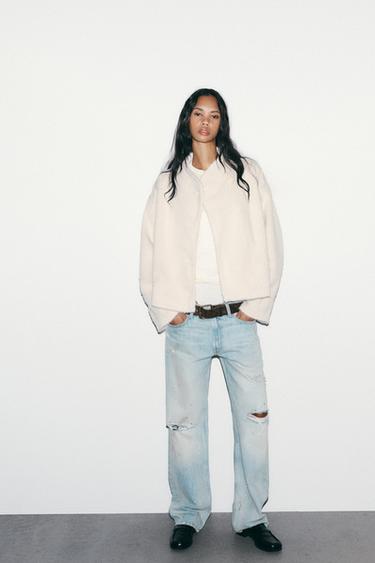 Zara Двубортный пушистый пальто