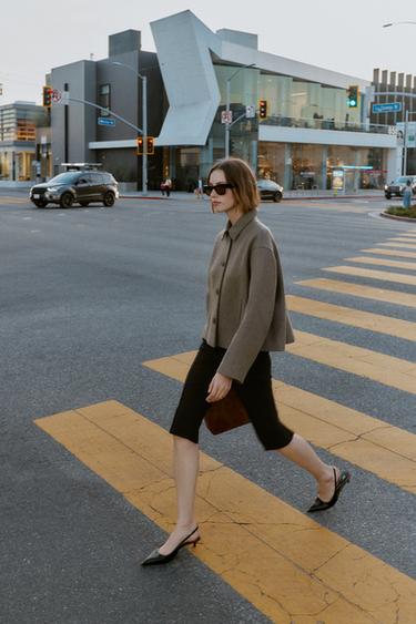 Zara Короткое пальто из смесовой шерсти