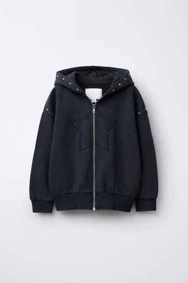 Толстовка в размытом стиле с звездой и заклепками- Заказать в России