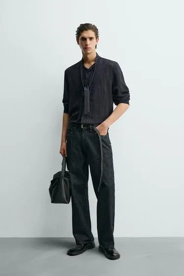 Рубашка из струящейся ткани с бантом