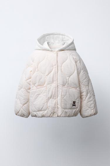 Zara Стеганая куртка с капюшоном и вышивкой в виде медведя купить с доставкой.