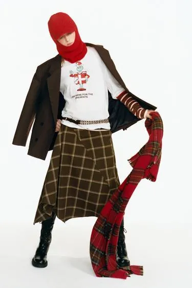 Юбка миди в клетку с воланами