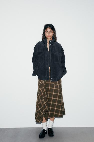 Zara Юбка-миди клетчатая с оборками