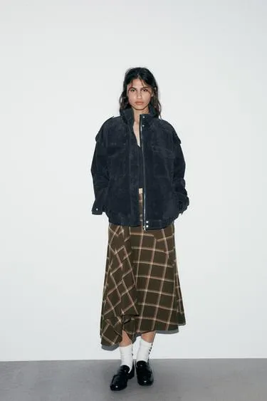 Юбка-миди клетчатая с оборками- Заказать в России