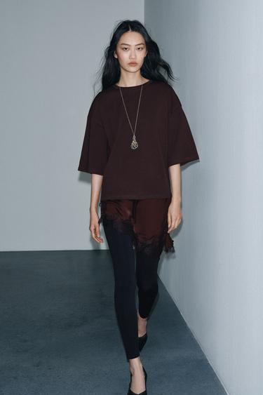 Zara Футболка с кружевными аппликациями купить с доставкой.