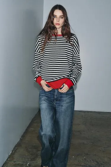 Свитер из 100% шерсти в полоску- Заказать в России