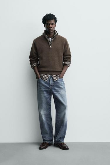 Zara Свитер из 100% шерсти с воротником на молнии купить с доставкой.