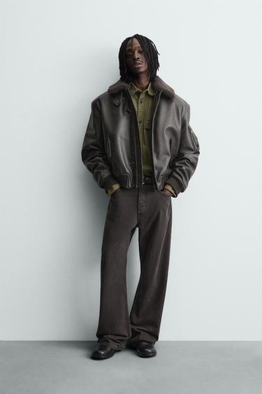 Zara Куртка из искусственной кожи со съемным воротником