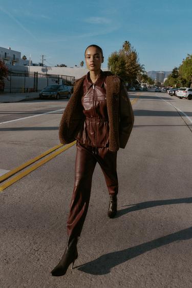 Zara Брюки из искусственной кожи с эластичным поясом купить с доставкой.