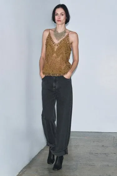 Топ с вышивкой и бусинами — ZW COLLECTION LIMITED EDITION- Заказать в России