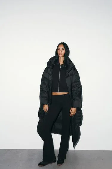 Длинный пуховик с капюшоном и перчатками WATER REPELLENT- Заказать в России