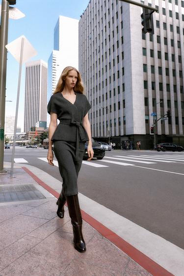 Zara Юбка-миди из вязаного полотна купить с доставкой.