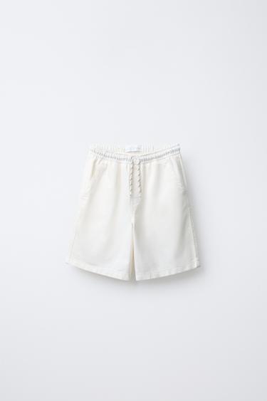 Zara Прямые бермуды из саржи