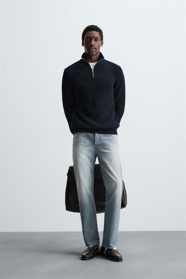 Zara Кофта с четвертью молнии из плотного вязаного полотна