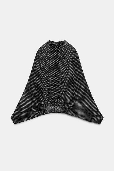 Zara Блуза в горошек с завязками — ZW COLLECTION