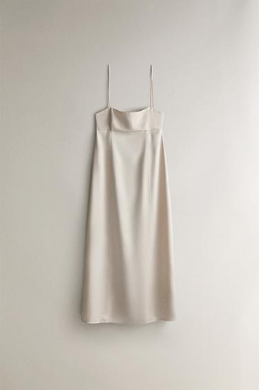 Zara Ночная сорочка из атласа с тонкими бретельками