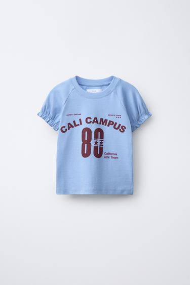 Zara Футболка с объемными рукавами и надписью