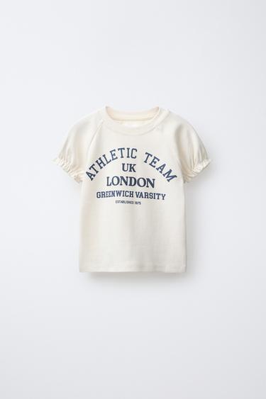 Zara Футболка с объемными рукавами и надписью