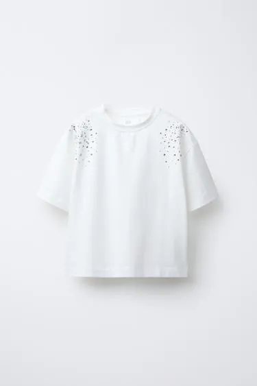 Футболка свободного кроя со стразами