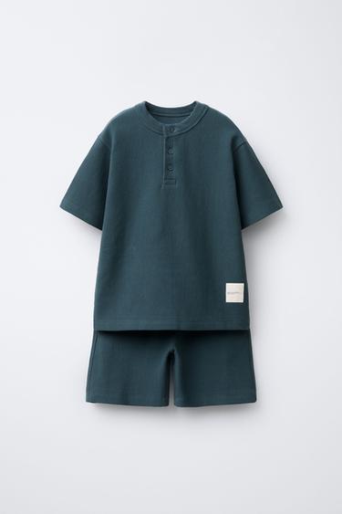 Zara Комплект из футболки и бермуд из ткани «оттоман» с нашивкой