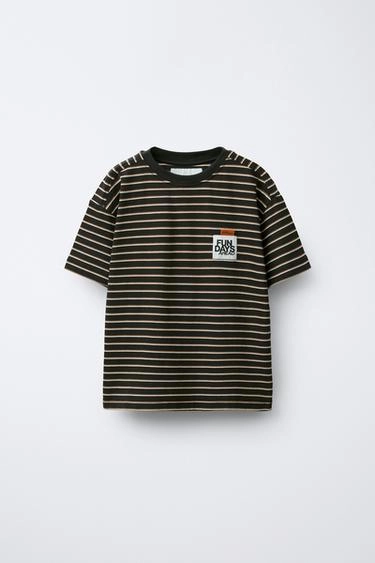 Футболка в полоску с нашивкой- Заказать в России