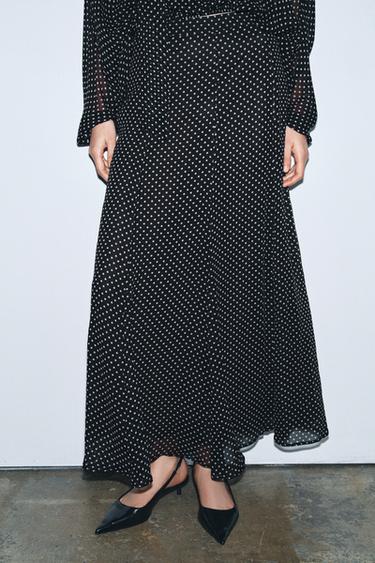 Zara Длинная юбка в горошек — ZW COLLECTION