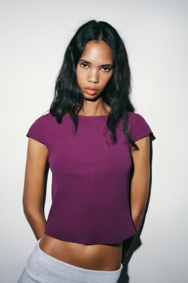 Zara Футболка с короткими рукавами из INTERLOCK