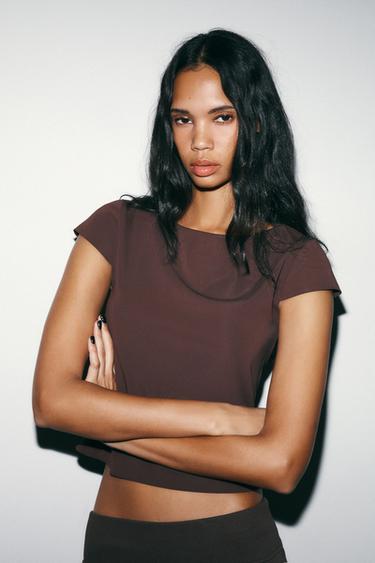 Zara Футболка с короткими рукавами из интерлока