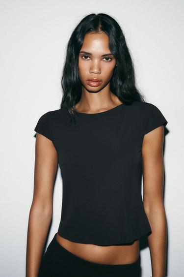 Zara Футболка с короткими рукавами из интерлока