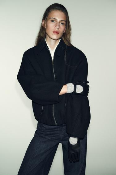 Zara Комбинированные перчатки из искусственной кожи купить с доставкой.