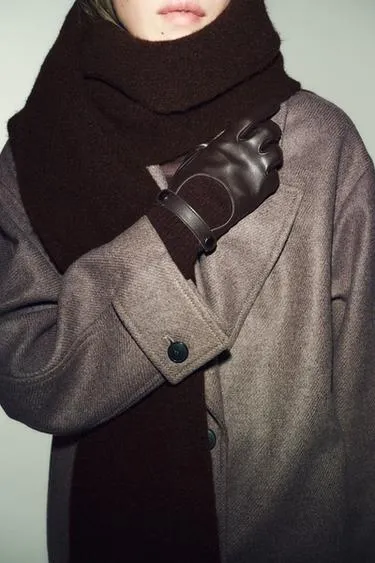 Перчатки из искусственной кожи и шерсти