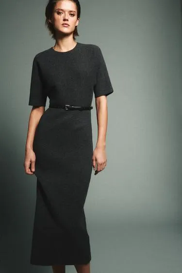 Платье миди с поясом