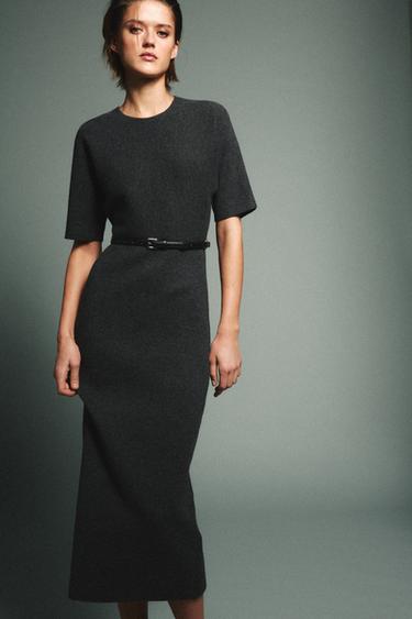 Zara Платье миди с поясом купить с доставкой.
