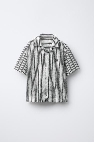 Zara Рубашка боулинг в деревенском стиле в полоску