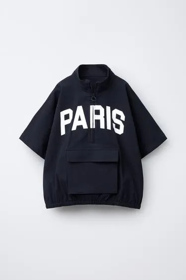 Толстовка-кенгуру из сеарсакера с короткими рукавами- Заказать в России