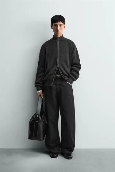 Куртка вязаная структурная с эффектом потертости