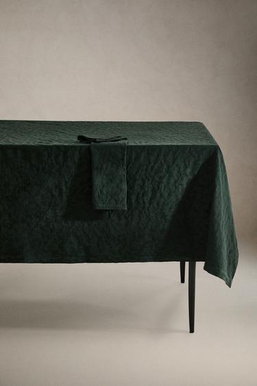 Zara Рождественский хлопковый скатерть с жаккардовым узором веток