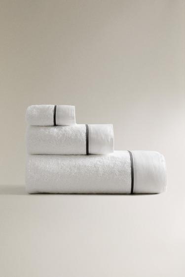 Zara Полотенце для ванной с пике и контрастной отделкой