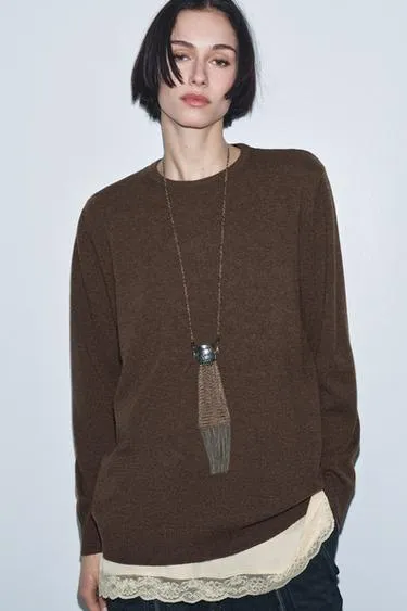 Комбинированный свитер из шерсти- Заказать в России