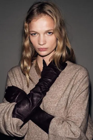 Длинные перчатки из 100% кожи