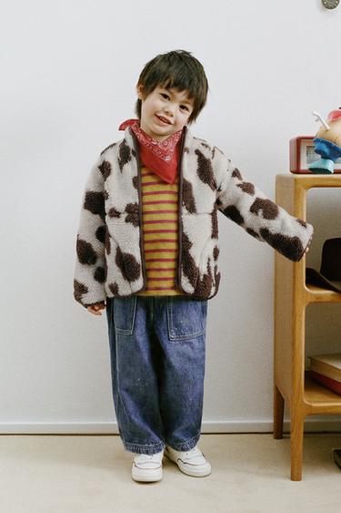 Zara Куртка из искусственной овчины с коровьим принтом